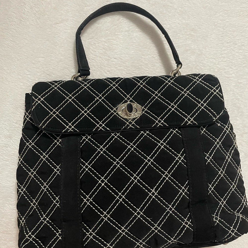 Vera Bradley Black and White Tote with Plaid Design